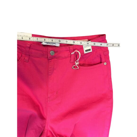 NWT JUDY BLUE Fuschia Neon Pink Daphne High Rise Slim Ankle Jeans Women's 15/32 - Picture 6 of 11